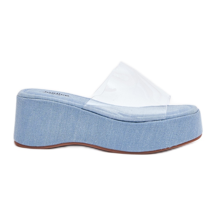 Inna Flip Flip Flip Flip con un cinturón transparente en la cuña. azul