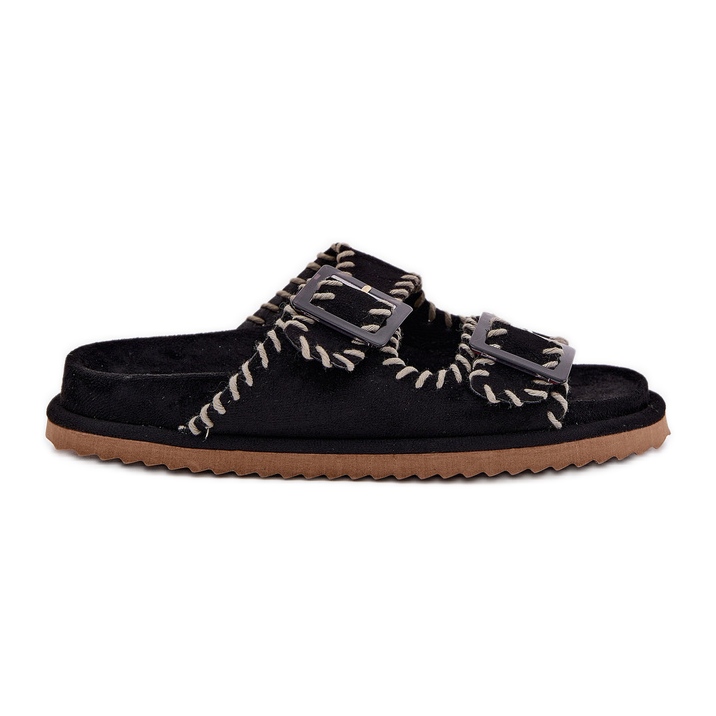 Inna Chanclas para mujeres con hebillas y bombardeos negros decorativos