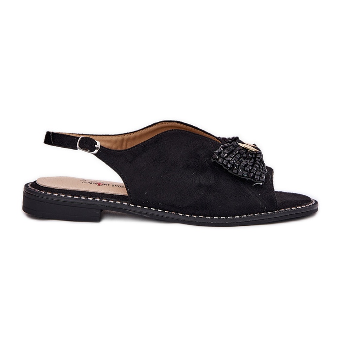 S.Barski Sandalias para mujeres con arco de tacón plano s. Barski KV51-014 Negro