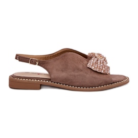 S.Barski Sandalias para mujeres con arco de tacón plano s. Barski KV51-014 Beige oscuro