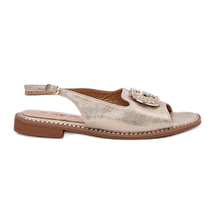 S.Barski Sandalias para mujeres con un detalle decorativo de S. Barski KV51-081 PLN dorado