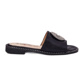 S.Barski Chanclas para mujeres de tacón plano con un adorno S. Barski KV51-013 Negro