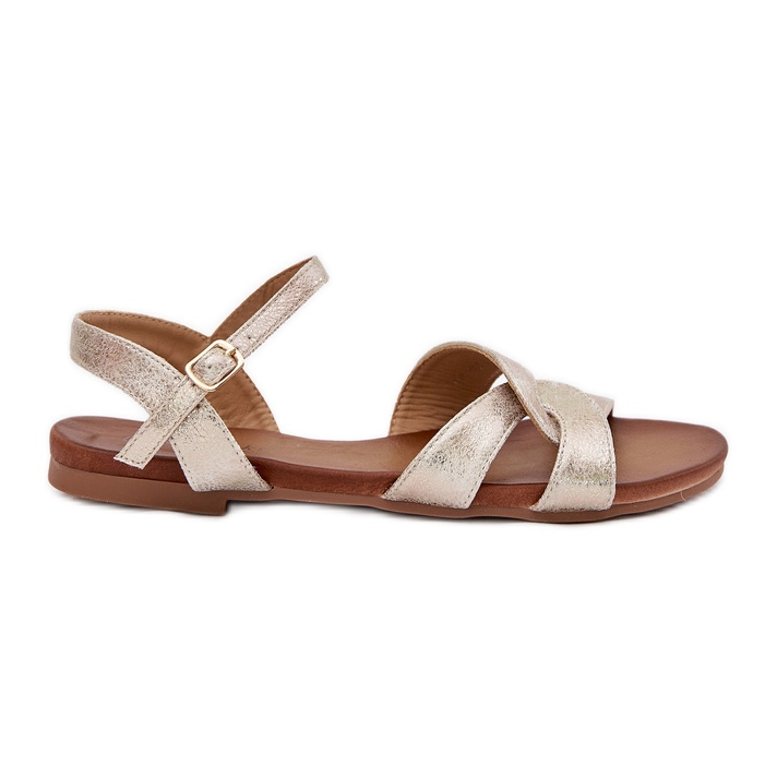 S.Barski Sandalias para mujeres brillantes S. Barski KV51-022 Oro dorado