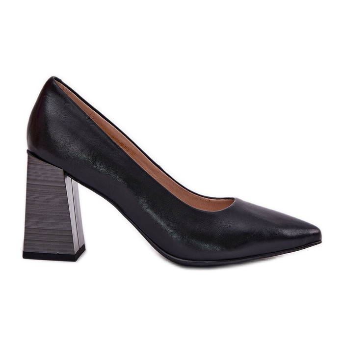 EVento Zapatos de tacón de piel con tacón alto Negro