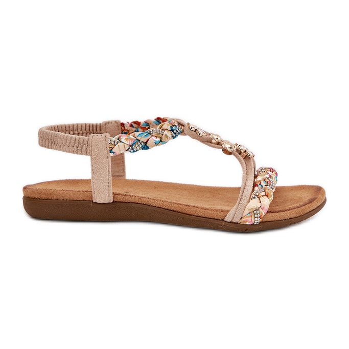 EVento Sandalias para mujeres con alfileres y rayas tejidas beige