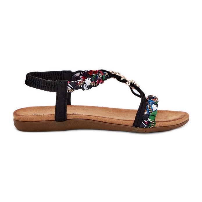 EVento Sandalias para mujeres con alfileres y rayas trenzadas negras negro