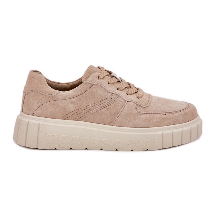 EVento Zapatillas de ante mujeres en la plataforma beige
