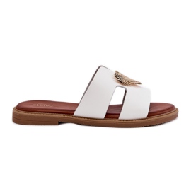 EVento Chanclas de mujer plana con una decoración dorada blanca blanco EVento Chanclas de mujer plana con una decoración dorada blanca blanco
