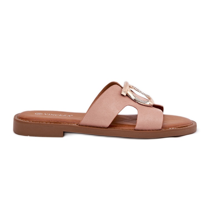Chanclas de mujer plana con un beige Vinceza 17381