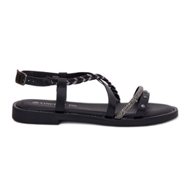 Sandalias planas con rayas negras decorativas Vinceza 17379 negro