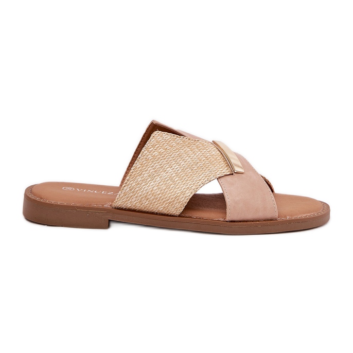 Tacones planos para mujeres con un beige decorativo Vinceza 17385