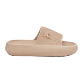 Flip de espuma para mujeres chanclas en la plataforma con un oso de peluche Vinceza 75210 beige