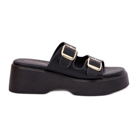 Inna Flip Flip Flip Flip en cuña y plataforma con hebillas negras negro