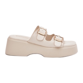 Inna Flip Flip Flip Flip en cuña y plataforma con abrazaderas de luz beige