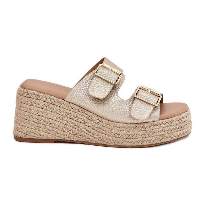 Inna Godas para mujeres con cuña con trenza y abrazaderas doradas dorado Inna Godas para mujeres con cuña con trenza y abrazaderas doradas dorado