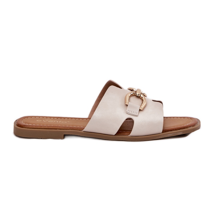 EVento Chanclas planas para mujeres con detalle decorativo BEIGE EVento Chanclas planas para mujeres con detalle decorativo BEIGE
