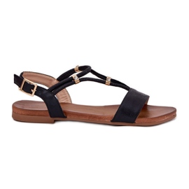 S.Barski Sandalias planas para mujeres con Stripes S. Barski KV51-120 Negro