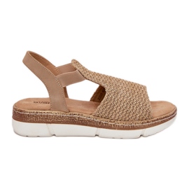 EVento Sandalias para mujeres con trenza beige y oro EVento Sandalias para mujeres con trenza beige y oro