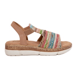 EVento Sandalias para mujeres con una trenza multicolor beige