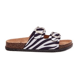 Inna Chanclas para mujeres con hebillas de cebra blanco