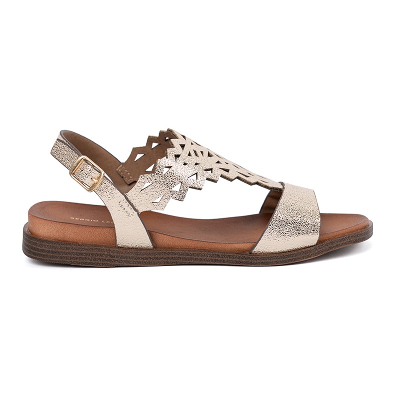 Sergio Leone Sandalias de oro con decoraciones de trabajo abierto dorado Sergio Leone Sandalias de oro con decoraciones de trabajo abierto dorado