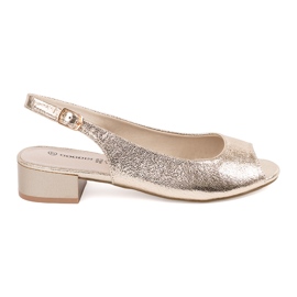 Goodin Sandalias doradas de tacón bajo dorado