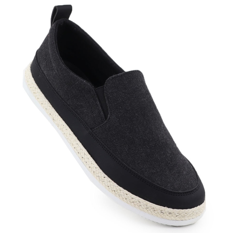 Nowacki Zapatos para hombres Las alpargatas resbaladas en negro 0017-t