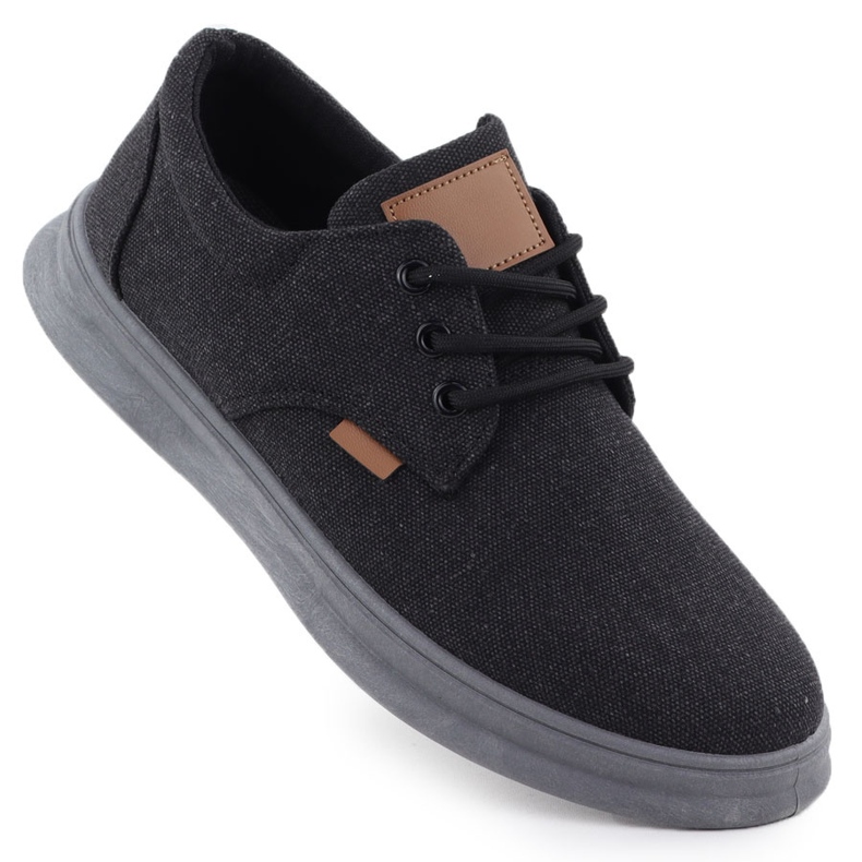 Zapatos casuales de hombres textiles negros nowacki 1059-h