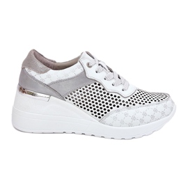 Zapatillas deportivas de cuero zapatillas de zapatillas en Wedge S.barski LR51-641 White blanco