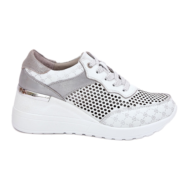 Zapatillas deportivas de cuero zapatillas de zapatillas en Wedge S.barski LR51-641 White blanco