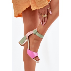 EVento Elegantes sandalias para mujeres en el poste de color verde rosa rosado