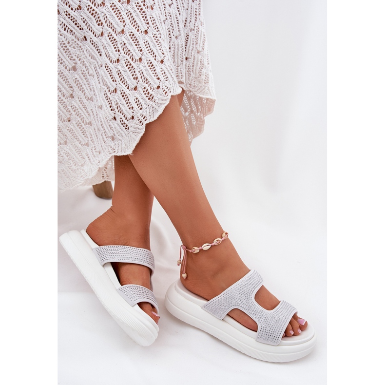 Inna Chanclas de mujeres decoradas en la plataforma blanca blanco