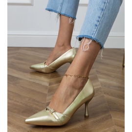 Bombas de oro para mujeres clásicas con circones dorado Bombas de oro para mujeres clásicas con circones dorado