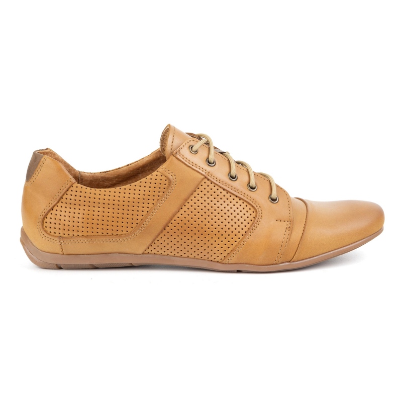 Lace de cuero para hombres: zapatos Polbut C34p Red casual perforado marrón