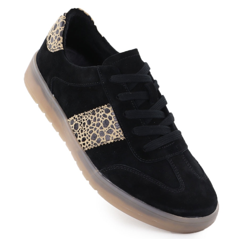 Deportes de cuero para mujeres con estampado de leopardo. Filippo DP6770 negro Deportes de cuero para mujeres con estampado de leopardo. Filippo DP6770 negro