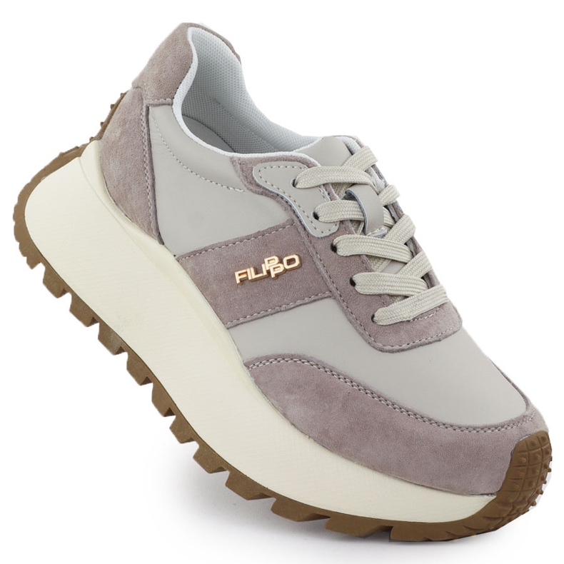 Zapatos deportivos de cuero en una plataforma gruesa beige filippo dp6785 Zapatos deportivos de cuero en una plataforma gruesa beige filippo dp6785
