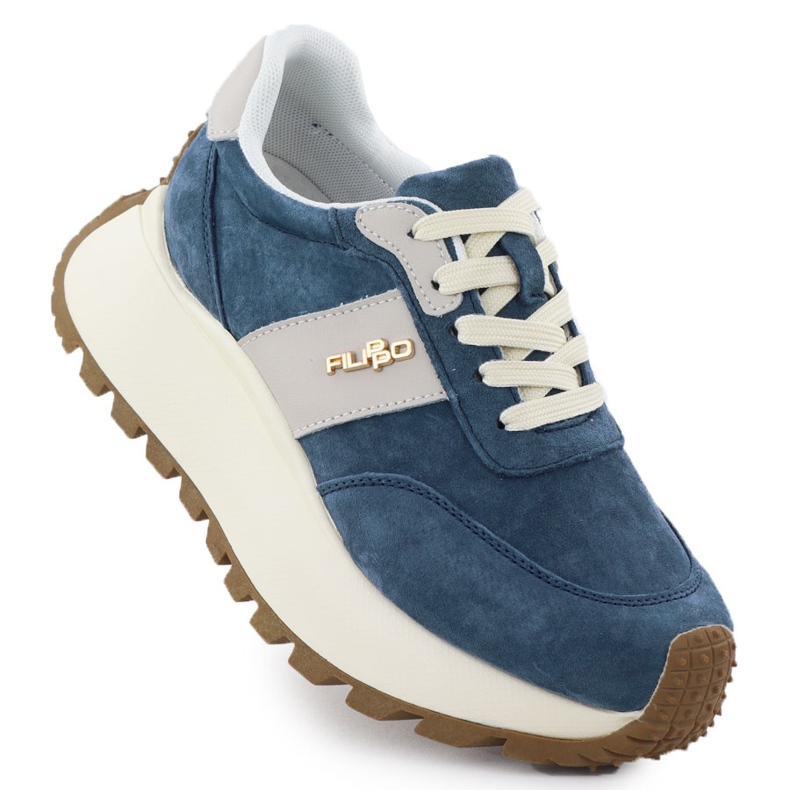 Zapatos de cuero en una plataforma gruesa azul Filippo DP6785