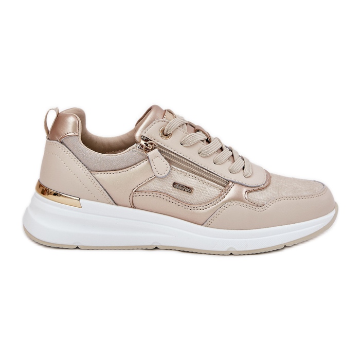 EVento Zapatos deportivos de cuero para mujeres con una cerradura beige