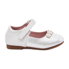 EVento Ballerinas para niños de velcro con flores blancas blanco