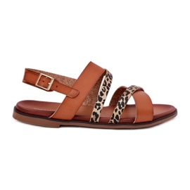 Sandalias para mujeres de lente plana con leopardo leopardos Sergio leone sk086h rayas de camello marrón