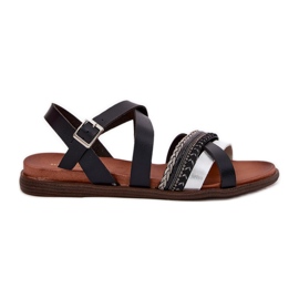 Sandalias planas para mujeres con Sergio Leone SK087H Stripes negro