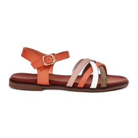 Sandalias para mujeres con Sergio Leone Sk090h Stripes Orange naranja