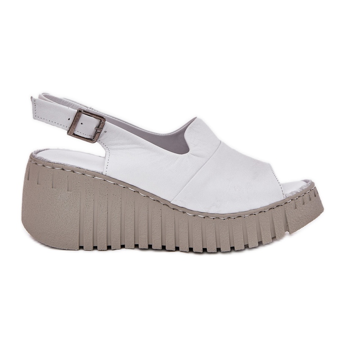 ARTIKER Sandalias para mujeres hechas de cuero natural para un artker de cuña 54C0786 White blanco