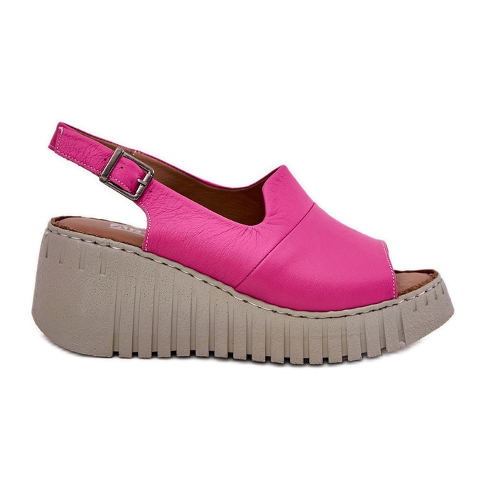 ARTIKER Sandalias para mujeres hechas de cuero natural para un artker de cuña 54C0789 FUCHSIA rosado