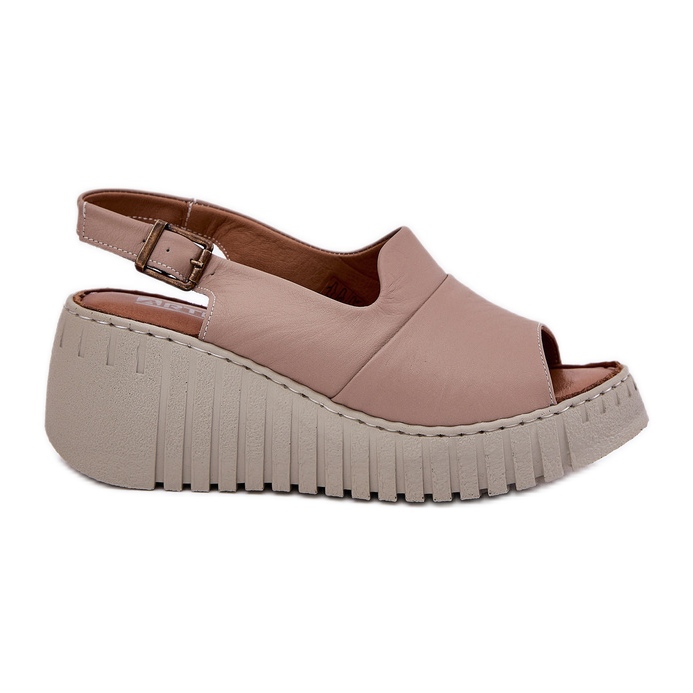 ARTIKER Sandalias para mujeres hechas de cuero natural para un artker de cuña 54C0788 Dark Beige