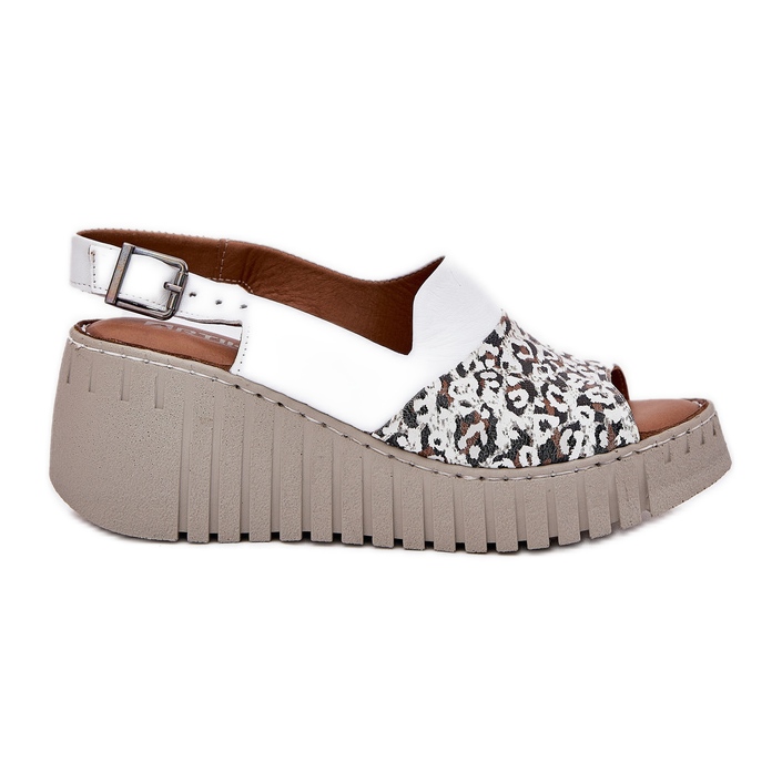 ARTIKER Sandalias de mujeres hechas de cuero natural en Wedge Artker 56C0958 White blanco