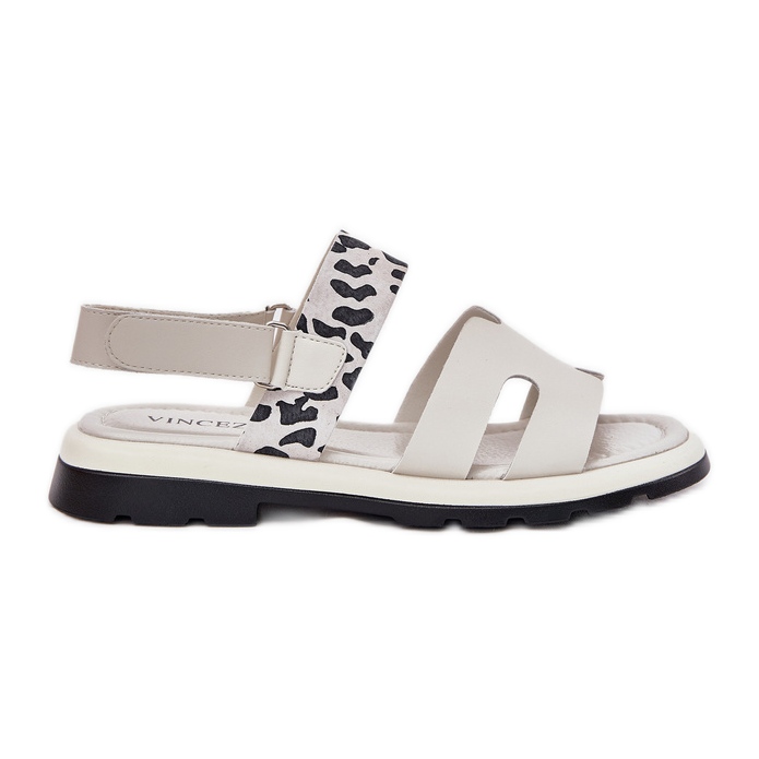Vinceza 66780 Sandalias de leopardo beige con tacones planos