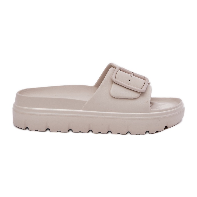EVento Zapatillas de espuma para mujeres en la plataforma con una hebilla beige EVento Zapatillas de espuma para mujeres en la plataforma con una hebilla beige