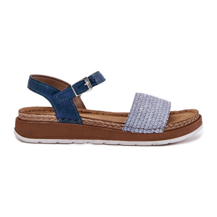 Sandalias para mujeres con una trenza en la barra azul INBLU GS000050