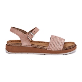 Sandalias para mujeres con trenza en el cinturón rosa INBLU GS000050 rosado